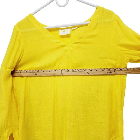 Maeve By Anthropologie Womens Yellow V-Neck Blouse With Bow Sleeves Size Small - Picture 5 of 12